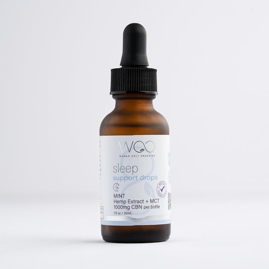 These mint CBN sleep tincture drops help women calm the body and mind.